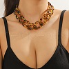 Leopard Print Acrylic Chunky Curb Chain Necklaces for Women NJEW-D313-03-1