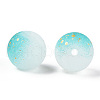 Frosted Baking Painted Crackle Glass Beads with Glitter Powder DGLA-T004-01G-2