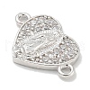 Rack Plating Brass Micro Pave Clear Cubic Zirconia Religion Heart Virgin Mary Connector Charms KK-L224-099P-05-2