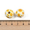 Painted Wood European Beads WOOD-F017-04B-3