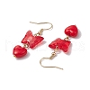 Butterfly with Heart Acrylic Dangle Earrings EJEW-JE06377-5