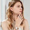 FIBLOOM 9Pcs 9 Style Cat Eye & Cubic Zirconia Open Cuff Rings Set RJEW-FI0001-12-6