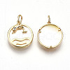 Brass Micro Pave Clear Cubic Zirconia Pendants KK-R114-12-NF-2