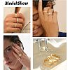 3Pcs 3 Styles Zinc Alloy Micro Pave Clear Cubic Zirconia Finger Rings FS-WG142C0-01-2