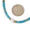 Round Shell Pearl & Dyed Natural Magnesite Heishi Beaded Necklaces NJEW-JN05300-01-3