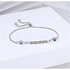 304 Stainless Steel Micro Pave Cubic Zirconia Box Chain Slider Bracelets FS-WGC99B9-15-1