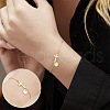 Brass Flat Round with Letter Pattern Charm Bracelets FS-WG462DF-01-3