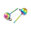 Rainbow Color 304 Stainless Steel Ball Stud Earring Post STAS-C043-65C-M-3