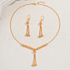 Iron Round Beaded Tassel Necklaces & Earrings Sets for Women's Parties YL3533-5