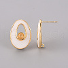 Brass Enamel Stud Earrings Findings KK-T062-129G-NF-3