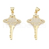 Brass Micro Pave Clear Cubic Zirconia Pendants KK-G431-21G-2