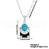 Brass Clear Cubic Zirconia and Black Enamel Rectangle with Oval Pendant Necklaces for Daily Wear AY5004-2-1
