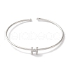 Rack Plating Brass Micro Pave Clear Cubic Zirconia Letter Open Cuff Bangles BJEW-A018-01P-H-2