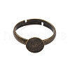 Adjustable Antique Bronze Brass Pad Finger Ring Bases X-EC541-NFAB-2