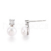 Brass Natural Pearl Stud Earrings PEAR-N020-08G-2