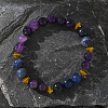 Natural Amethyst & Lapis Lazuli Round Beads Stretch Bracelets for Men Women SP2626-1