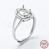 Anti-Tarnish Rhodium Plated 925 Sterling Silver Finger Ring Components STER-G027-13P-4