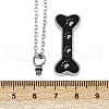 304 Stainless Steel Black Enamel Paw Print Bone Pendant Pet Urn Ashes Necklaces NJEW-S455-06P-5