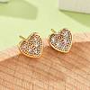 Brass Micro Pave Clear Cubic Zirconia Stud Earrings for Women EJEW-G428-25G-01-3