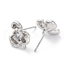 Brass Micro Pave Clear Cubic Zirconia Stud Earrings Finding KK-Z084-12P-2