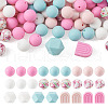 78Pcs 10 Style Round/Hexagon/Arch Food Grade Eco-Friendly Silicone Beads SIL-TA0001-43-10