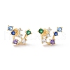 Colorful Cubic Zirconia Triones Stud Earrings EJEW-G315-06G-1