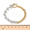304 Stainless Steel Ball Chain & Cuban Link Chain Bracelets for Women BJEW-V011-02GP-2