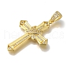 Cross Rack Plating Brass Micro Pave Clear Cubic Zirconia Pendant KK-U019-17G-01-2