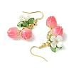 Handmade Flower Epoxy Resin & ABS Plastic Imitation Pearl Dangle Earrings EJEW-TA00470-4