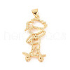 Rack Plating Brass Micro Pave Cubic Zirconia Pendants ZIRC-C035-17G-2