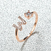 Brass Micro Pave Cubic Zirconia Cuff Rings for Women FS-WGA4C54-23-1