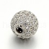 CZ Brass Micro Pave Cubic Zirconia Round Beads ZIRC-L017-03P-2