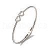 Rack Plating Brass Micro Pave Clear Cubic Zirconia Hollow Double Heart Hinged Bangles BJEW-H616-02P-1