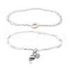 2 Styles Summer Natural Pearl & Round Glass Seed Beaded Stretch Anklets AJEW-AN00670-01-2