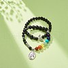 2Pcs 2 Style Style Natural Lava Rock & Mixed Stone & Synthetic Hematite Stretch Bracelets Set BJEW-JB08733-2