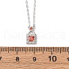 925 Sterling Silver Pave Orange Red Cubic Zirconia Handbag Pendant Necklaces for Women NJEW-D316-01P-5