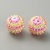 Stripe Pattern Resin Rhinestone Beads RESI-WH0034-20C-1
