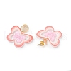 Brass Printing Acrylic Butterfly Dangle Stud Earrings EJEW-JE06431-4