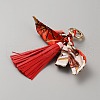 PU Leather & Seltin Cloth & Golden Alloy Pendants Decorationg HJEW-WH20004-02A-2