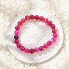 Natural Striped Agate/Banded Agate Beaded Stretch Bracelets BJEW-JB02564-6