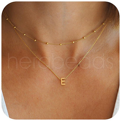 Bohemian Style Stainless Steel Double Layer Initial Pendant Necklaces FS-WGDC616-05-1