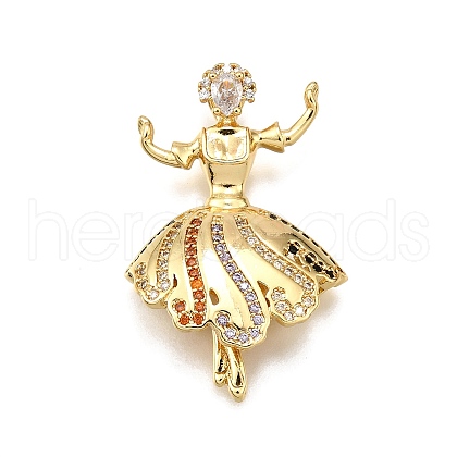 Rack Plating Brass Micro Pave Cubic Zirconia Pendants KK-D343-14G-A-1