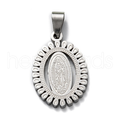 Non-Tarnish 304 Stainless Steel Lady of Guadalupe Pendants STAS-F223-21P-C-1