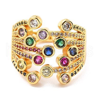 Brass Micro Pave Cubic Zirconia Finger Rings RJEW-F116-09B-G-1