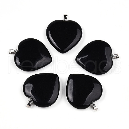 Natural Obsidian Pendants G-S364-006F-1