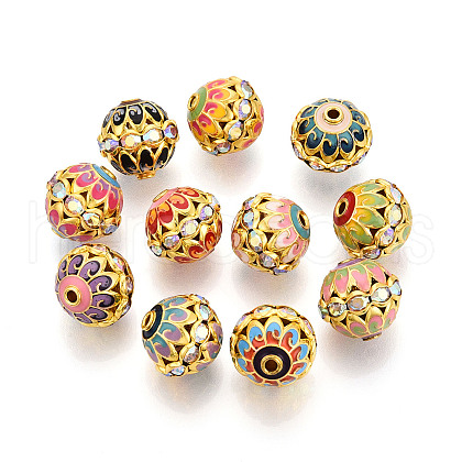 Brass Rhinestone Beads KK-Q080-01D-G-1