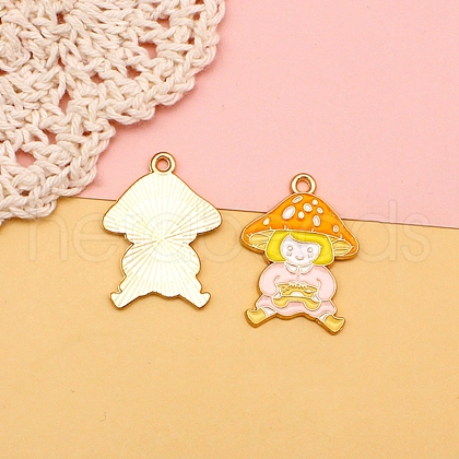 Alloy Enamel Pendants MUSH-PW0001-008D-1