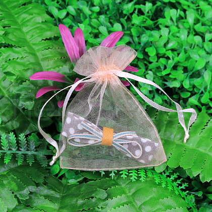 Rectangle Organza Drawstring Bags CON-PW0001-054A-21-1