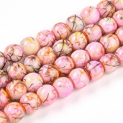 Baking Painted Glass Beads Strands X1-DGLA-N003-8mm-B02-1