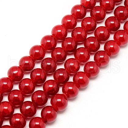 Baking Painted Crackle Glass Bead Strands DGLA-Q023-8mm-YS31-1